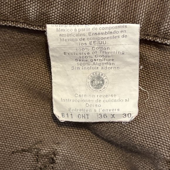 Men's Carhartt Duck Canvas Carpenter Jeans SZ 36x30 Chocolate Brown B11 CHT - Picture 11 of 12